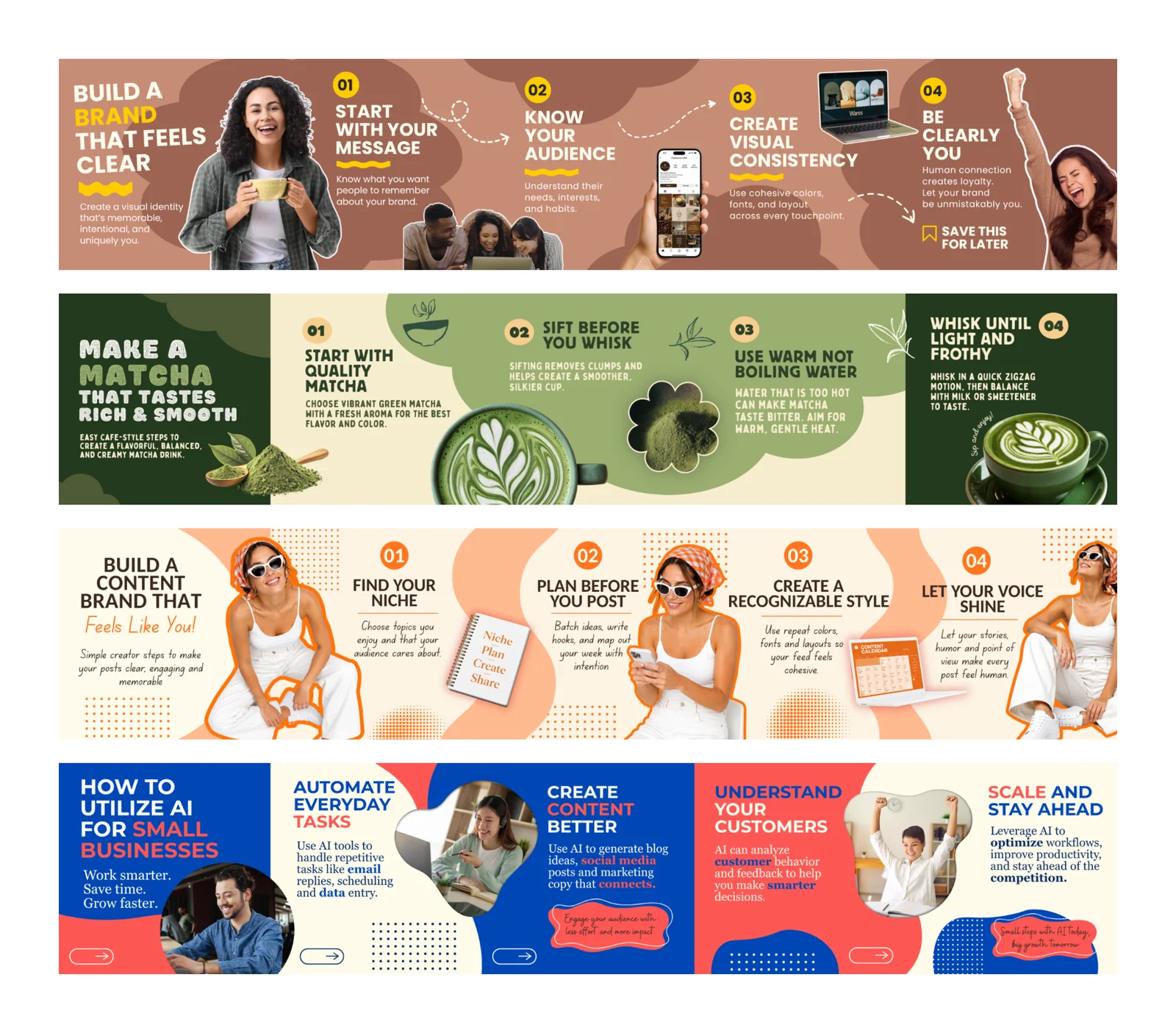 Four Instagram carousel design sets